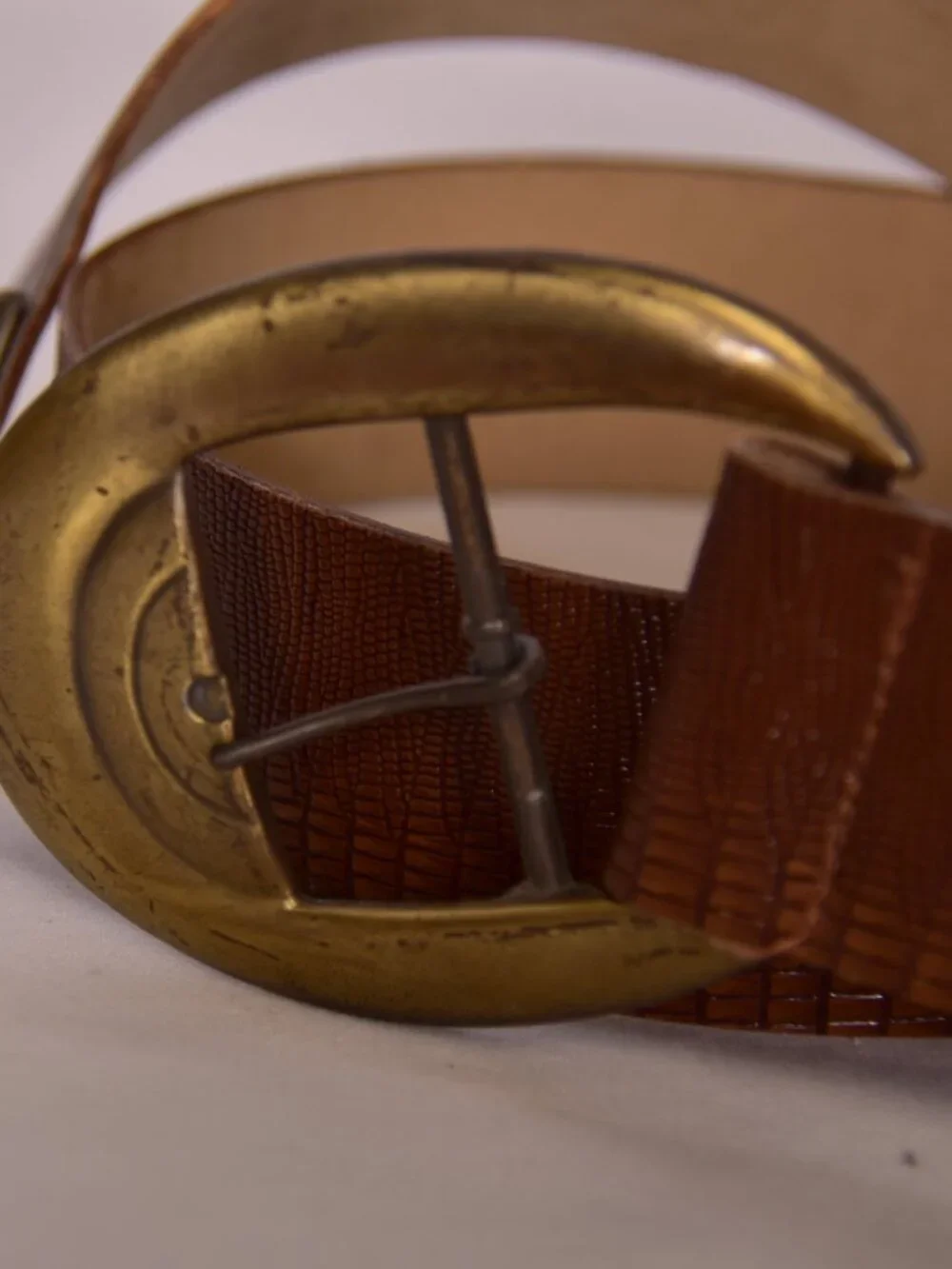 Brown 2 Inch Belt With Gold Buckle